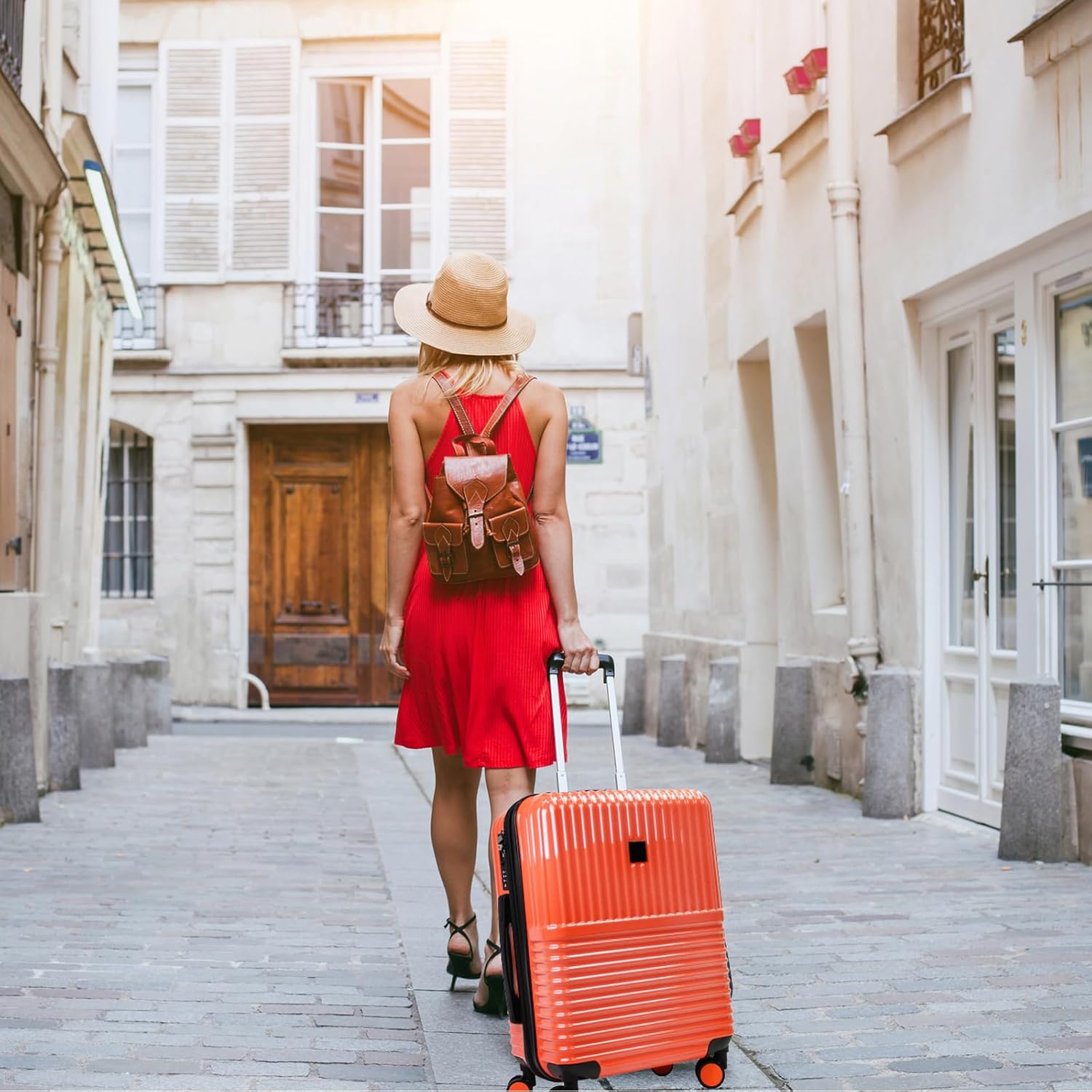 World Traveler Dejuno 2-Piece Hardside Luggage Set with TSA Lock – Lightweight Expandable Spinner Suitcases (20"/24") – Coral