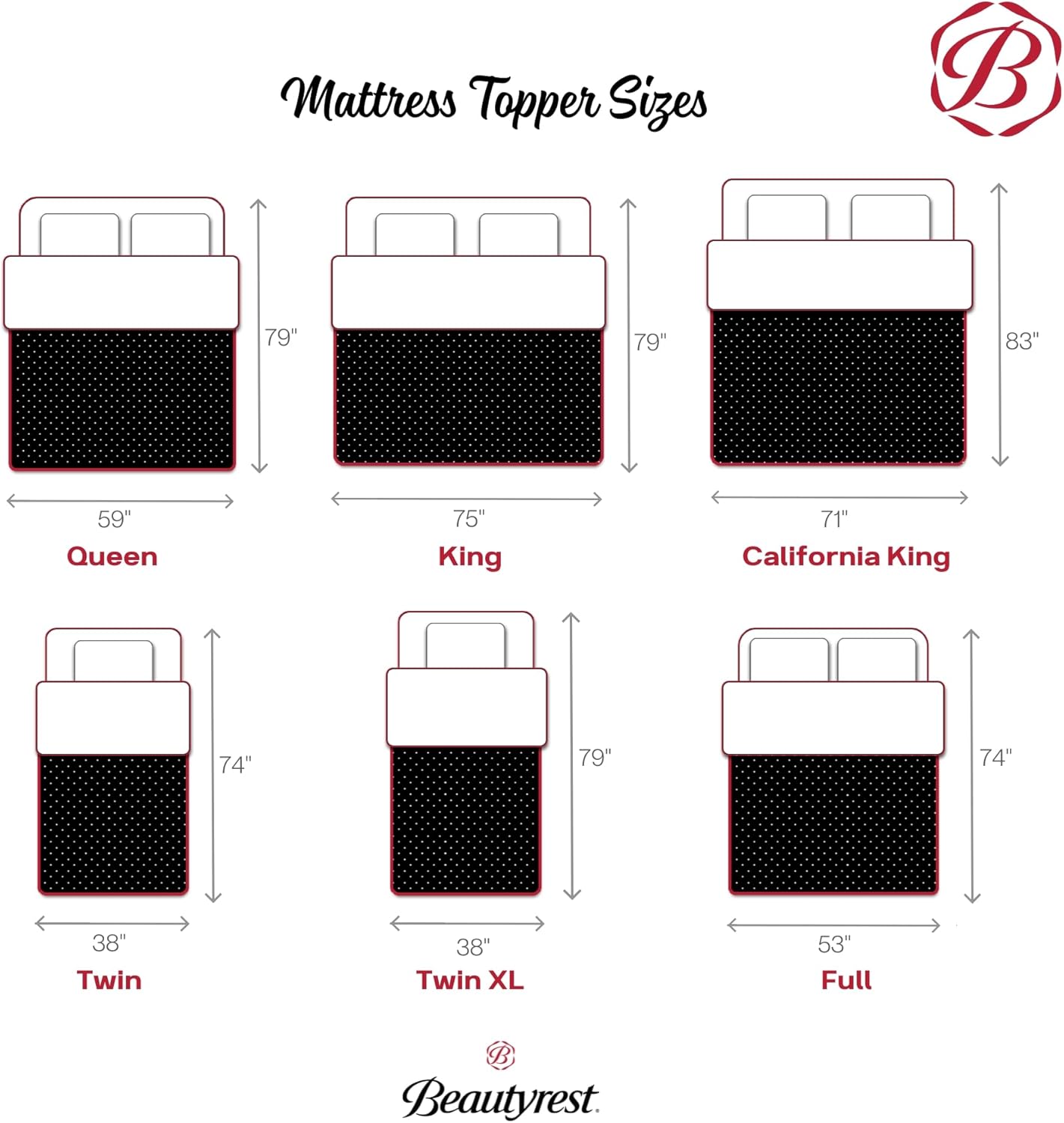 BEAUTYREST Black Diamond™ 3” Cooling Memory Foam Mattress Topper – King Size