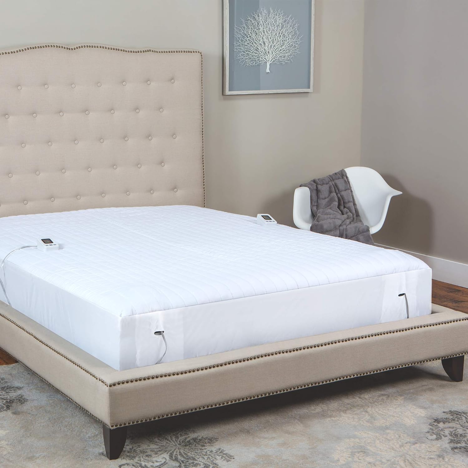 SensorPEDIC Warming Digital Controller Electric Mattress Pad – Twin Size, White