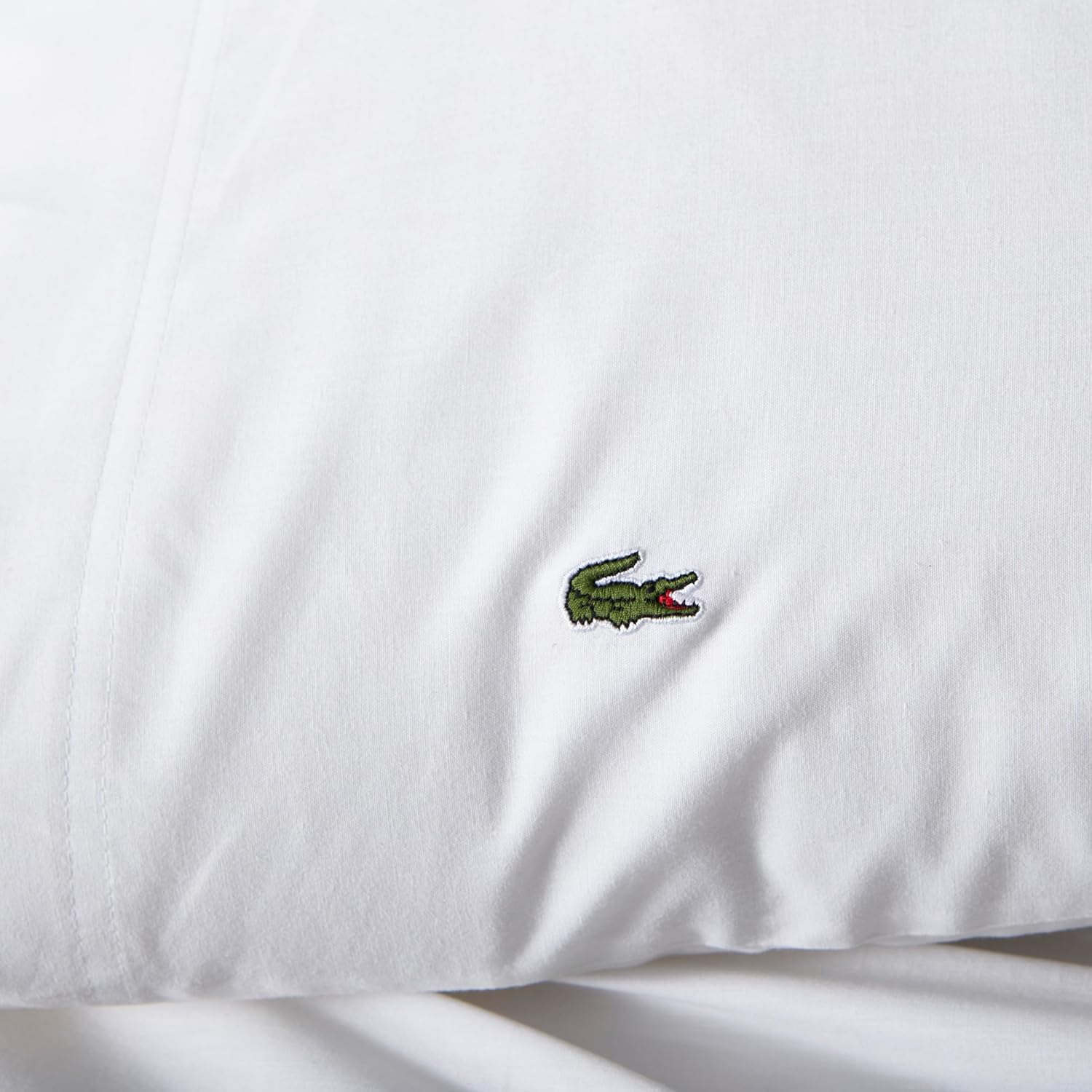 Lacoste 100% Cotton Percale Twin Sheet Set – 3-Piece, Lightweight & Wrinkle-Resistant, White