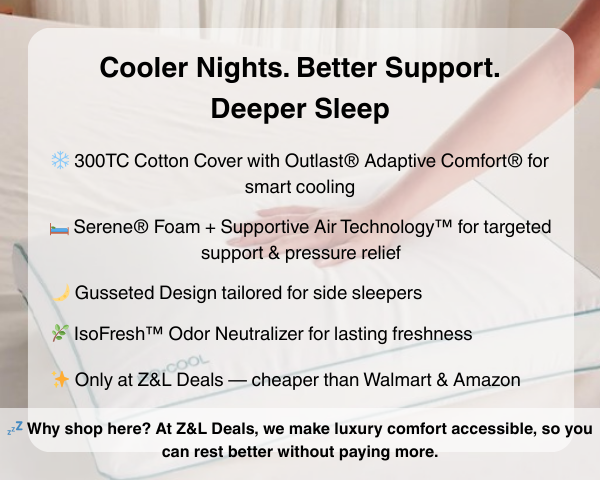 ISO-COOL Temperature regulating pillow Pressure relief side back sleeper