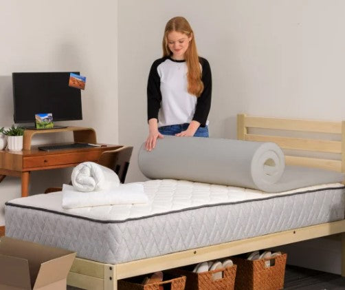 Sealy Dorm Sleep Bundle – Charcoal Memory Foam 3-Piece Twin XL Set