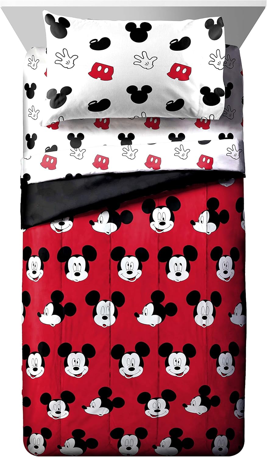 Disney Mickey Mouse Twin Bedding & Curtains Bundle – 8-Piece Set for Kids