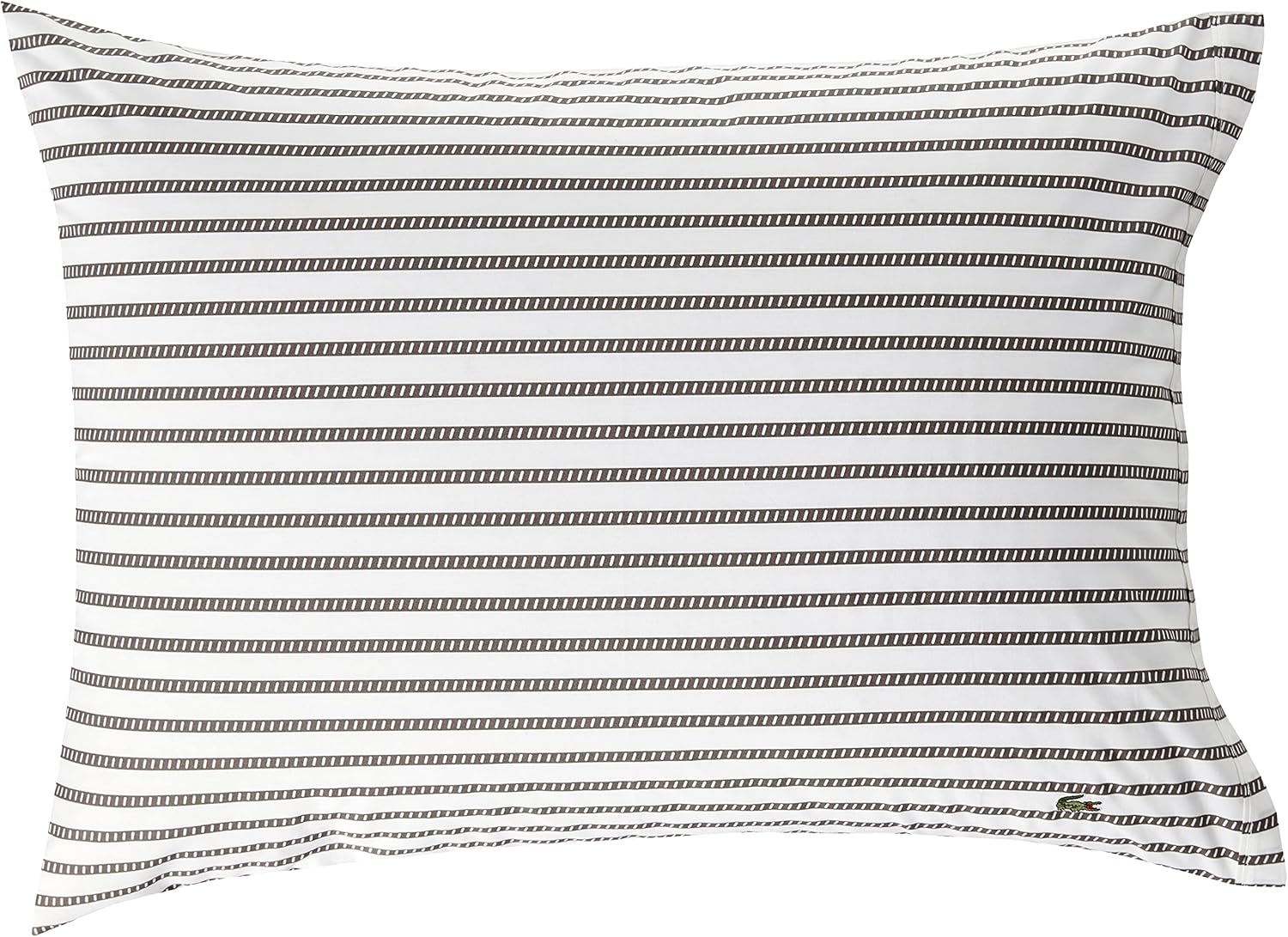 Lacoste 100% Cotton Percale Sheet Set – Full Size, Graphic Stripe Print, Dark Grey