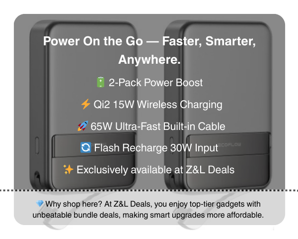 EcoFlow RAPID Magnetic Power Bank 10000mAh – 2-Pack | Qi2 15W Wireless, 65W Fast Charging, Built-in Stand