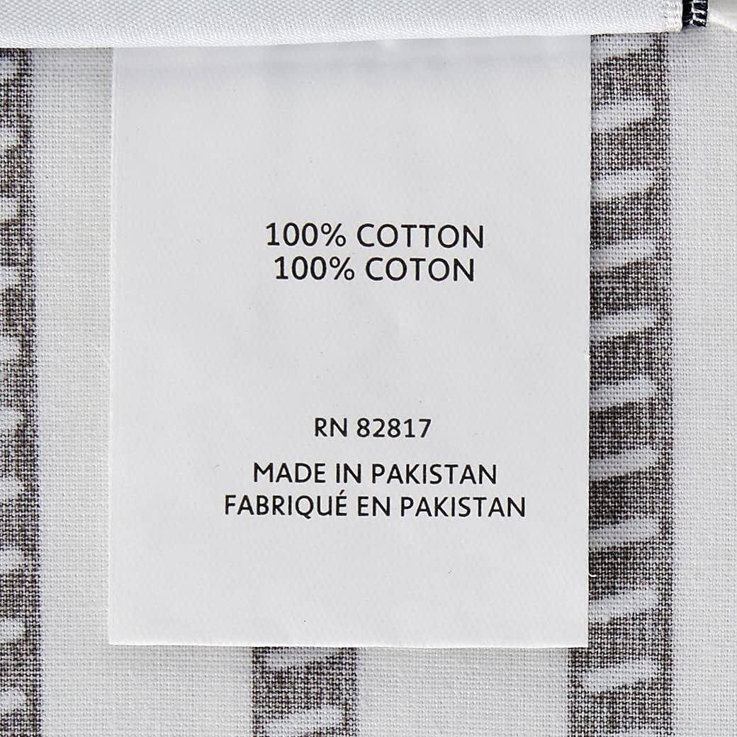 Lacoste 100% Cotton Percale Sheet Set – Full Size, Graphic Stripe Print, Dark Grey