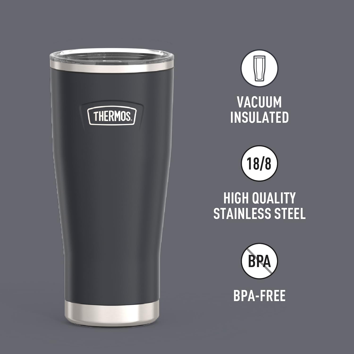 THERMOS ICON SERIES 24oz Stainless Steel Cold Tumbler with Slide Lock – Granite