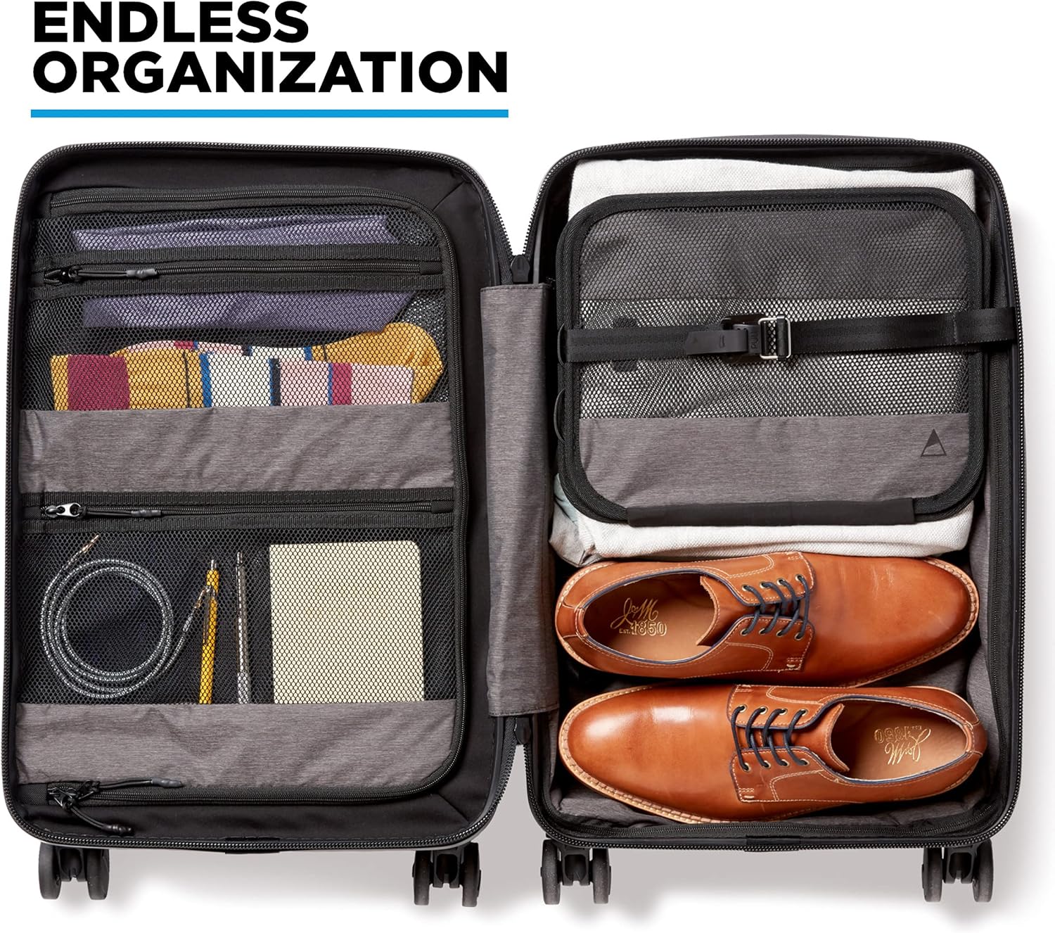 NOMATIC Carry-On Executive Luggage – 29L Hard Shell Suitcase with Removable Tech Case for 1–3 Day Business Travel | Fits 16" Laptop | TSA-Approved, Spinner Wheels, Lightweight & Durable