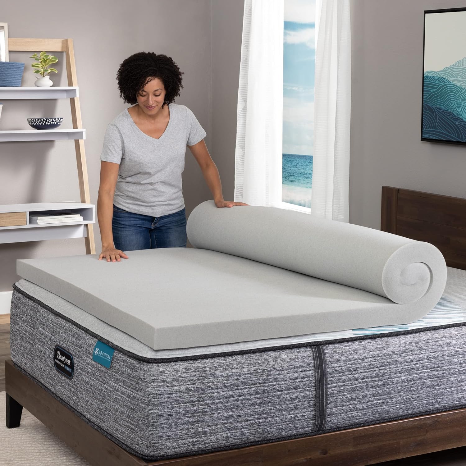 BEAUTYREST Black Diamond™ 3” Cooling Memory Foam Mattress Topper – King Size