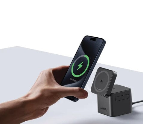 Anker MagGo Magnetic 3-in-1 Wireless Charging Stand with Qi2 | Fast Charge for iPhone, Apple Watch & AirPods – Includes 40W USB-C Wall Charger & Cable