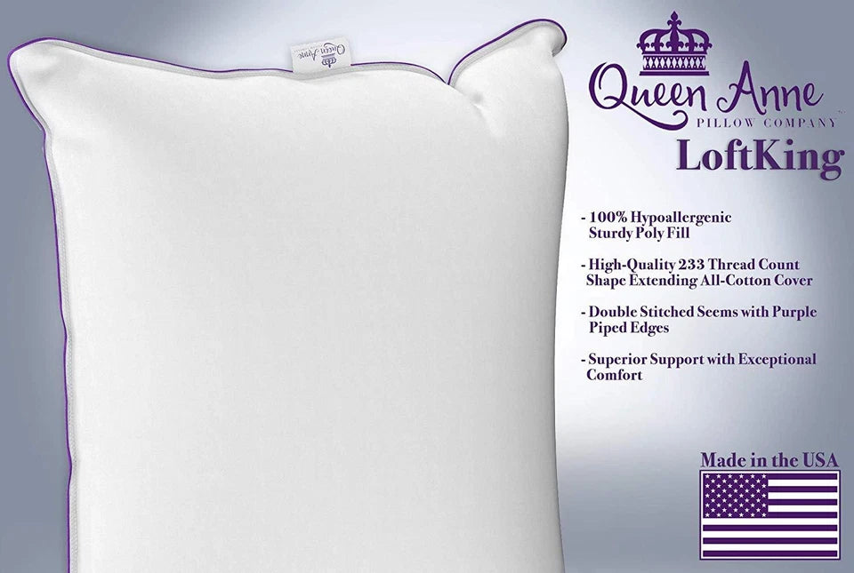The LoftKing™ Extra Firm Bed Pillow – Premium Neck & Shoulder Support | Made in USA