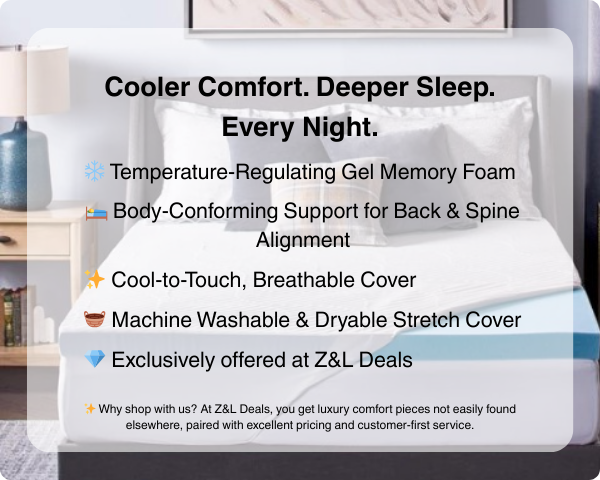 Novaform ComfortLuxe Plus Gel Memory Foam Mattress Topper, Cool-to-Touch Cover