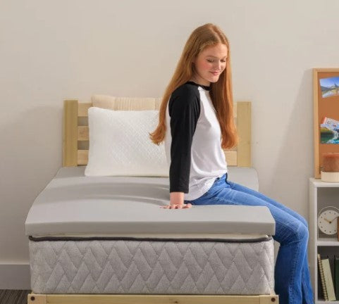 Sealy Dorm Sleep Bundle – Charcoal Memory Foam 3-Piece Twin XL Set