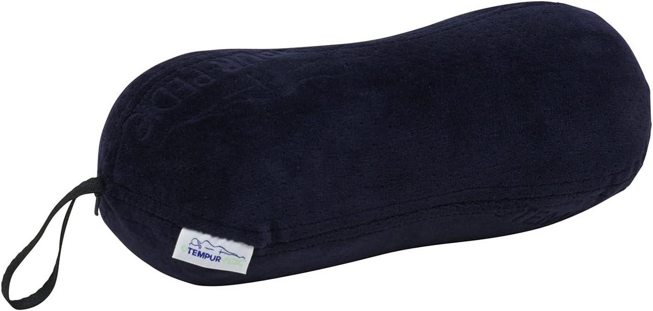 Tempur-Pedic All-Purpose Memory Foam Travel Pillow – Peanut-Shaped Neck & Lumbar Support Cushion – Lightweight & Compact – Navy