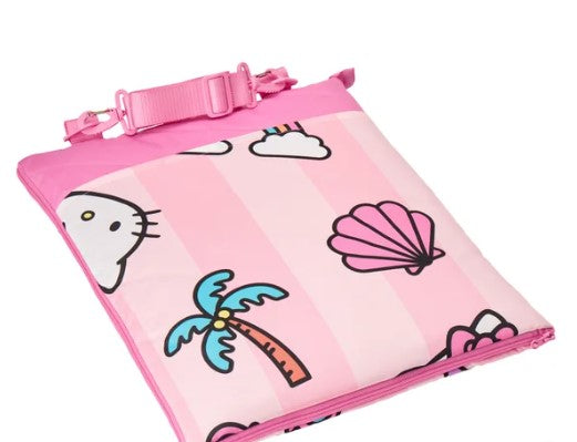 Hello Kitty Outdoor Picnic Blanket & Beach Towel Set – Zippered Travel Blanket with Carry Strap & Oversized Cotton Towel – 2-Piece Bundle