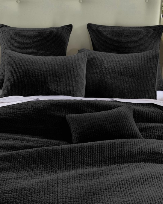 stonewashed cotton velvet quilt, luxury velvet bedding quilt, modern cotton velvet quilt, soft stonewashed quilt, channel quilted velvet bedding