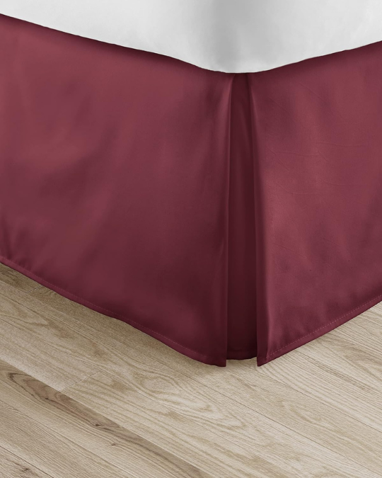 becky cameron pleated bed skirt, microfiber bed skirt with 14 inch drop, wrinkle free solid bed skirt, bed skirt for twin queen king cal king, stylish pleated bed skirt for storage concealment