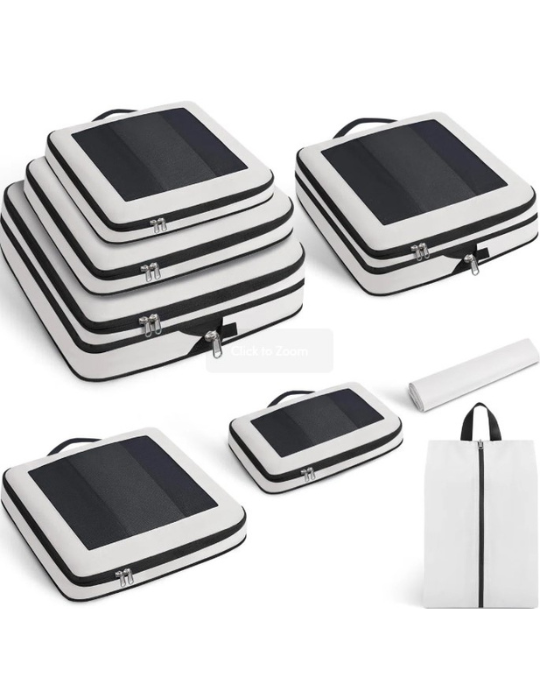 8-Piece Compression Packing Cubes Set – Lightweight Travel Organizers