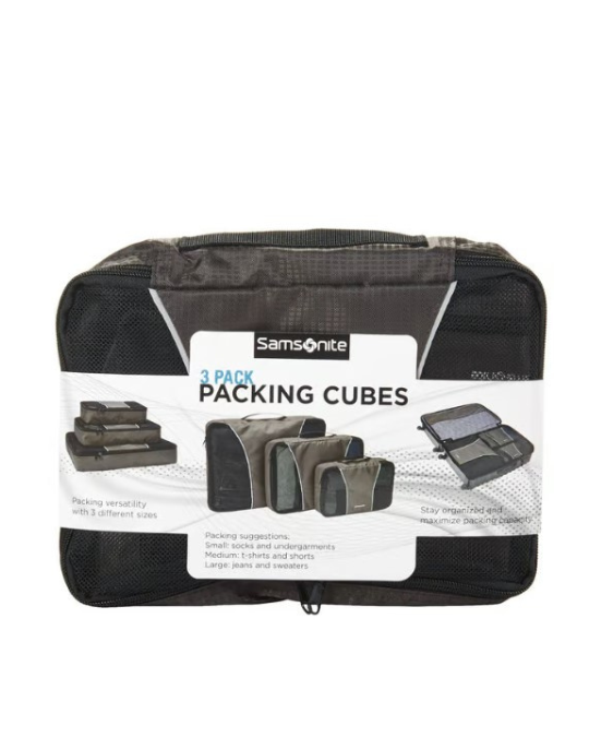 Samsonite packing cube set, 3 piece travel organizers, mesh top packing cubes, luggage organizer cubes, polyester suitcase packing cubes