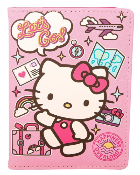 Hello Kitty passport cover, kawaii travel wallet, official Sanrio passport holder, multicolor Hello Kitty travel accessory, cute passport protector