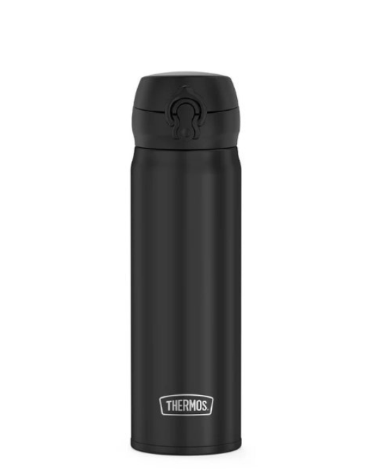 Thermos 16oz stainless steel bottle, leak-proof direct drink bottle, vacuum insulated drink thermos, stainless steel hot cold bottle, push-button lid Thermos