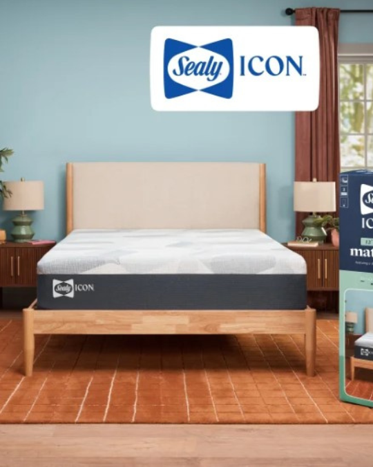 Sealy Icon 12 inch medium hybrid mattress, Sealy hybrid mattress with cooling gel foam, Sealy Icon queen mattress with encased coils, Sealy medium mattress with edge support, Sealy Icon king mattress hybrid design