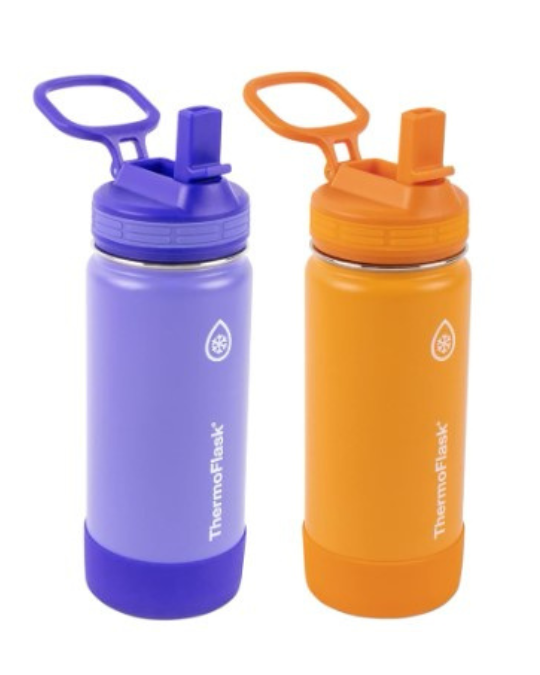 kids 16oz water bottle with straw lid, stainless steel kids water bottle set, BPA-free straw lid water bottle, kids lunchbox water bottle, Starling and Oriole water bottle pack