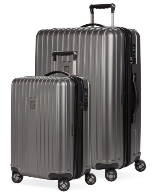 SwissGear 7910 gunmetal luggage set, SwissGear hardside expandable luggage, TSA lock spinner suitcase set, polycarbonate travel luggage set, SwissGear carry-on and checked luggage
