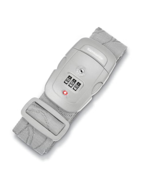 TSA luggage strap with lock, adjustable travel strap with combination lock, 3 dial TSA luggage strap, polypropylene luggage strap, TSA approved bag strap