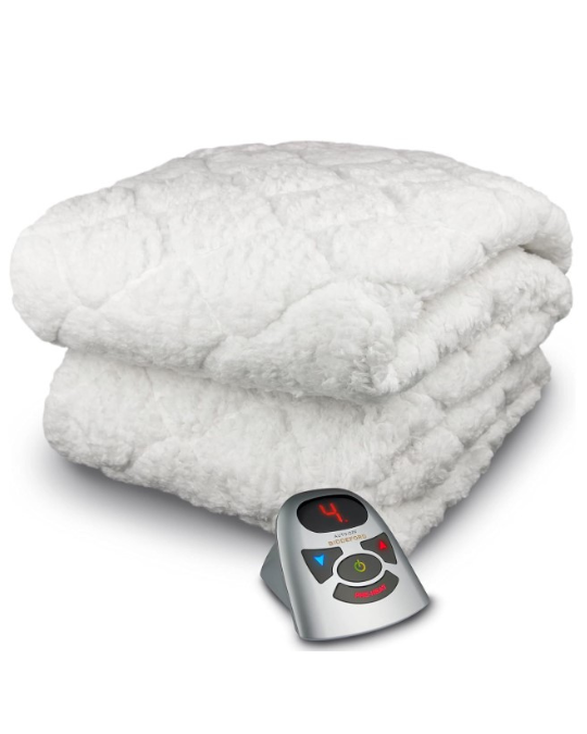 Biddeford Sherpa electric heated mattress pad queen, quilted Sherpa heated mattress cover with dual controls, king heated mattress pad with 10 heat settings, white Sherpa heated mattress topper machine washable, electric mattress pad with auto shut-off safety