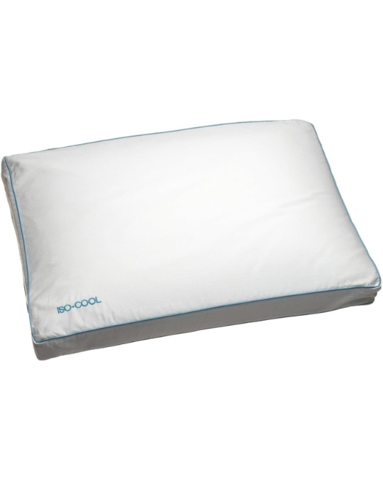 Iso-Cool memory foam pillow for side sleepers, cooling gusseted pillow with Outlast technology, queen size temperature regulating memory foam pillow, hypoallergenic cooling pillow with washable cover, gusseted side sleeper pillow with airflow technology