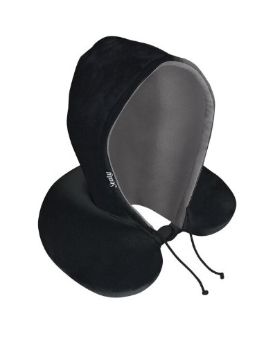 Sealy Memory Foam Hoodie Travel Pillow – Premium Neck Support with Built-In Hood One Size