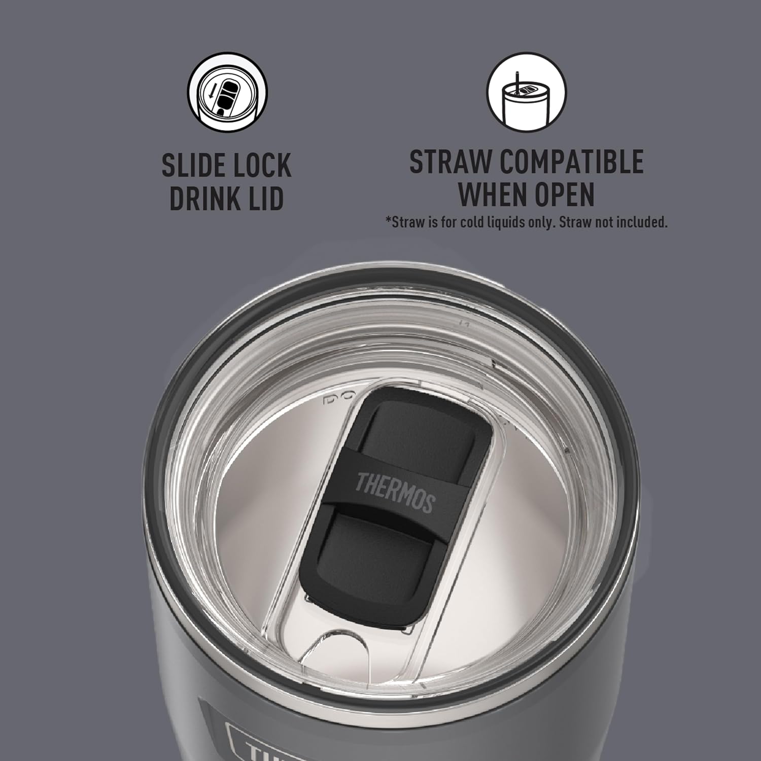 THERMOS ICON SERIES 24oz Stainless Steel Cold Tumbler with Slide Lock – Granite