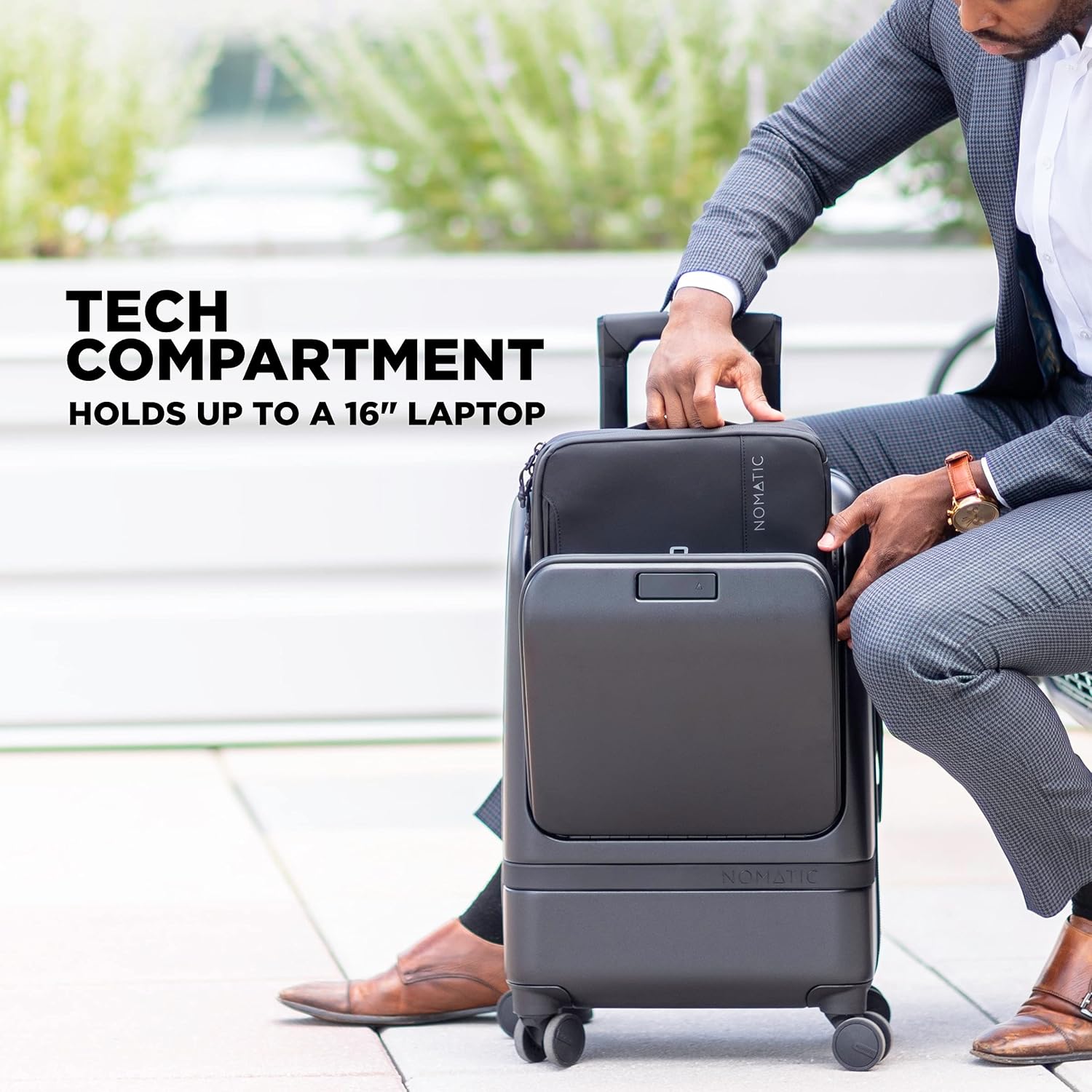 NOMATIC Carry-On Executive Luggage – 29L Hard Shell Suitcase with Removable Tech Case for 1–3 Day Business Travel | Fits 16" Laptop | TSA-Approved, Spinner Wheels, Lightweight & Durable