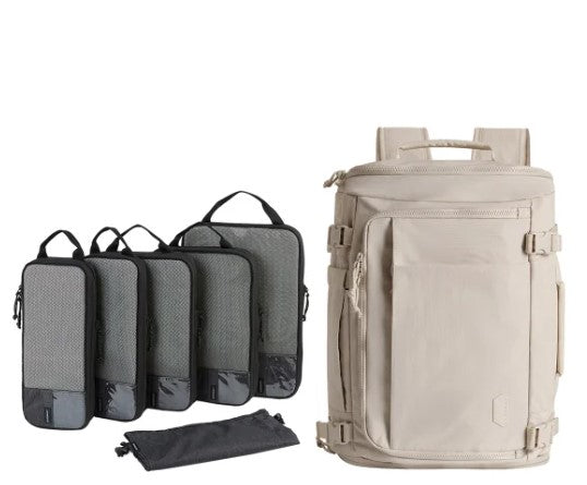 Bagsmart Blast 38L Expandable Travel Backpack with 6 Compression Packing Cubes – Water-Resistant Carry-On Bag