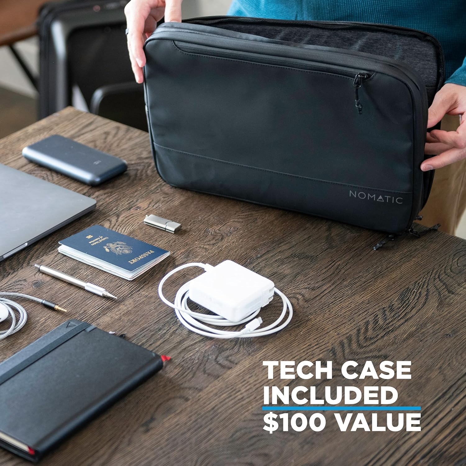 NOMATIC Carry-On Executive Luggage – 29L Hard Shell Suitcase with Removable Tech Case for 1–3 Day Business Travel | Fits 16" Laptop | TSA-Approved, Spinner Wheels, Lightweight & Durable