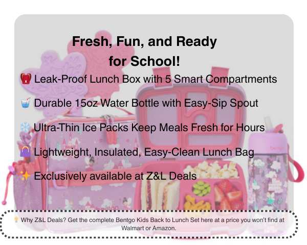 Bentgo Kids lunch set with bento lunch box, bag, bottle, and ice packs Leak-proof kids bento lunch box with insulated bag