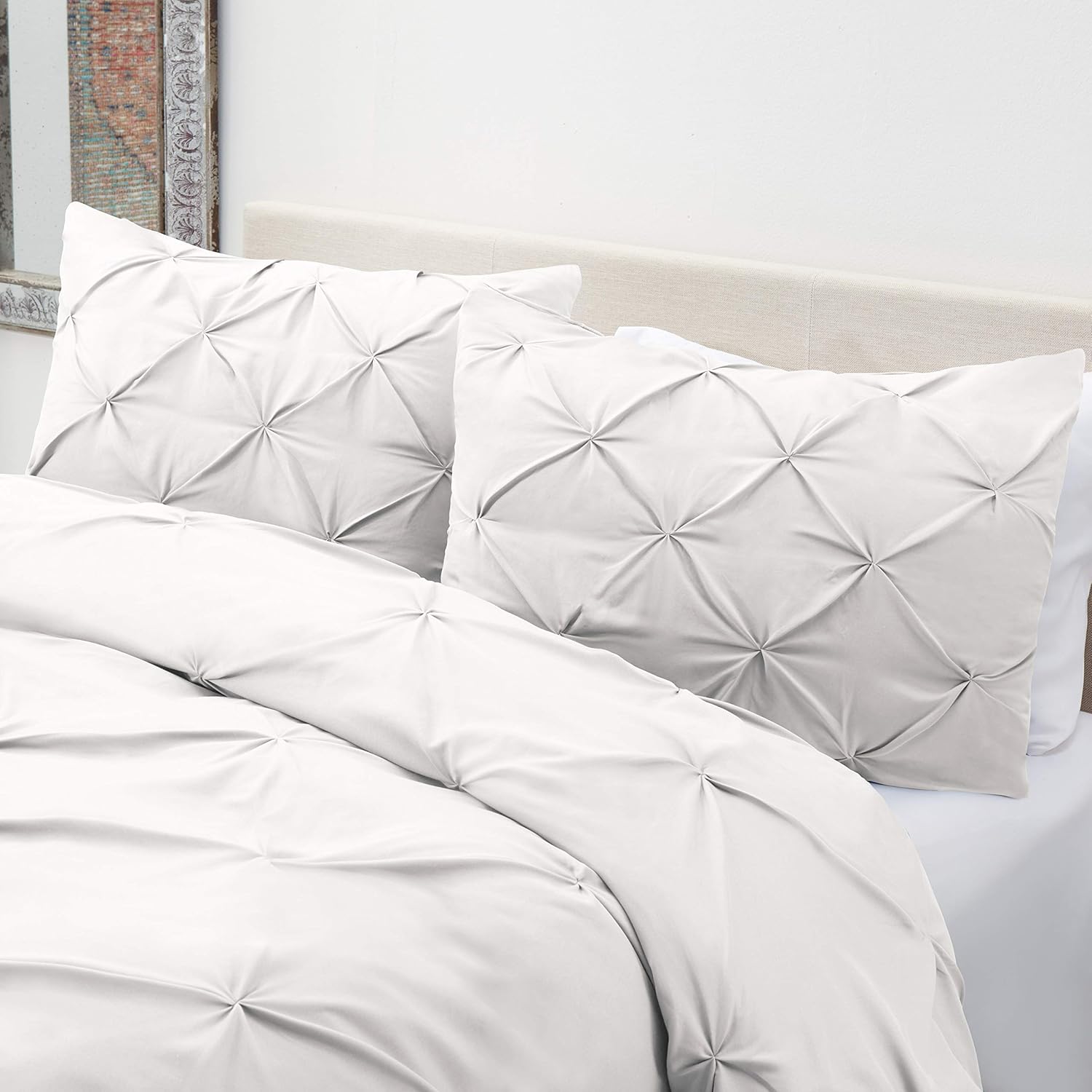 Nestl Pinch Pleat Comforter Set – 3-Piece Bedding Set with Pillow Shams – Soft, All-Season Down Alternative Comforter – Queen/Full & Twin Sizes