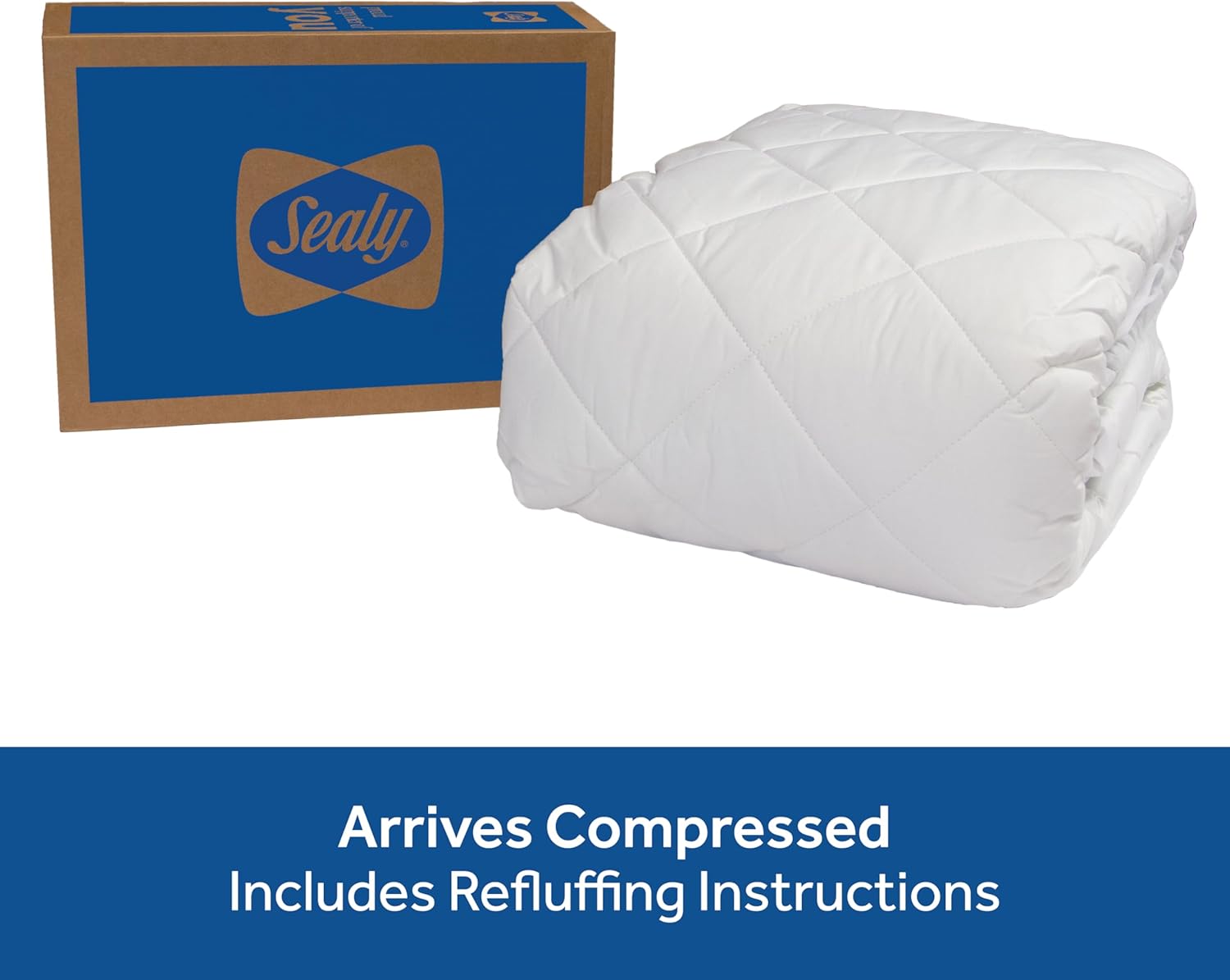 Sealy Luxury 100% Cotton Plush Mattress Pad with EternaLoft Fill – White