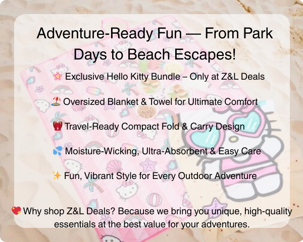 Hello Kitty Outdoor Picnic Blanket & Beach Towel Set Outdoor Picnic Blanket Oversized Beach Towel