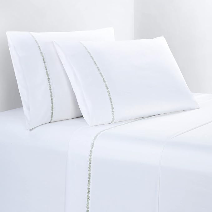 Laurel Embroidered Cotton Sheet Set – 350TC Hotel Style