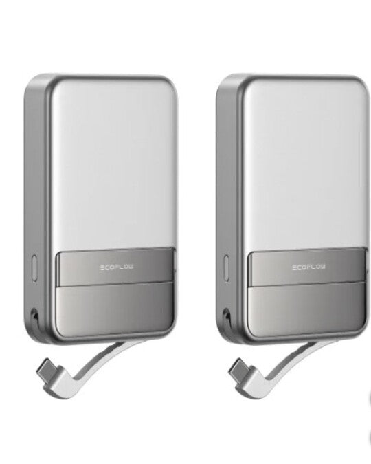 EcoFlow RAPID Magnetic Power Bank 10000mAh – 2-Pack | Qi2 15W Wireless, 65W Fast Charging, Built-in Stand