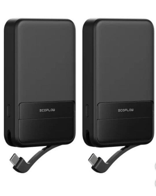 EcoFlow RAPID Magnetic Power Bank 10000mAh – 2-Pack | Qi2 15W Wireless, 65W Fast Charging, Built-in Stand