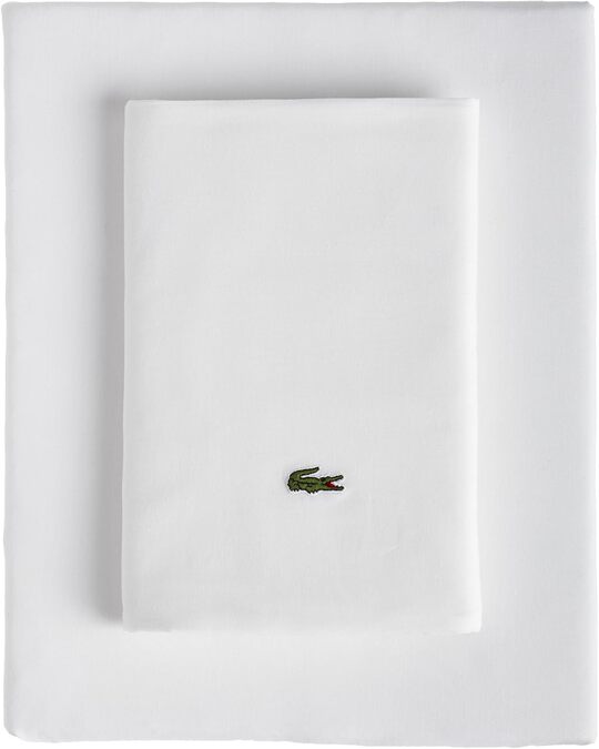Lacoste 100% Cotton Percale Twin Sheet Set – 3-Piece, Lightweight & Wrinkle-Resistant, White