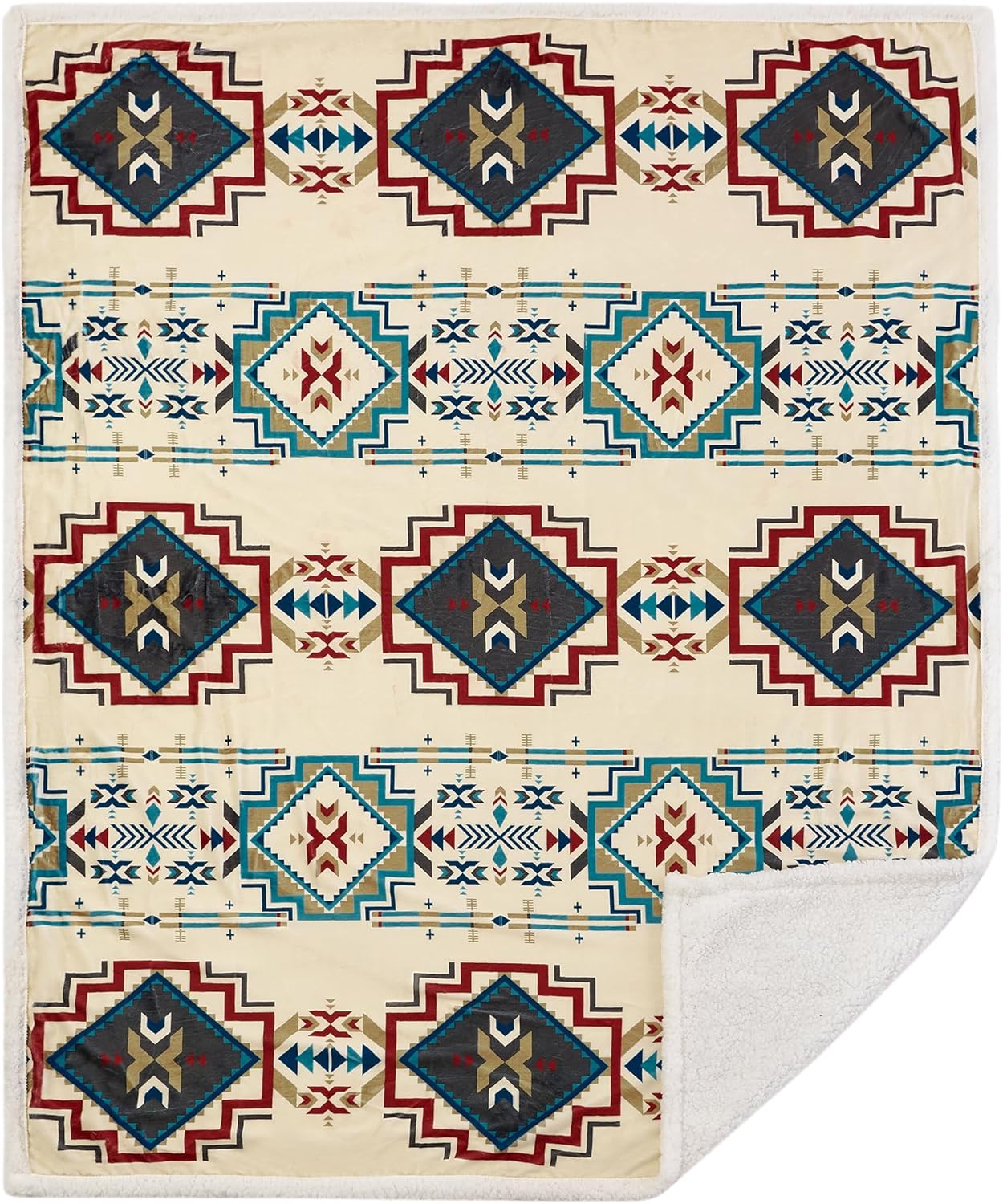 Campfire Sherpa Fleece Throw Blanket – Western Rustic 54x68