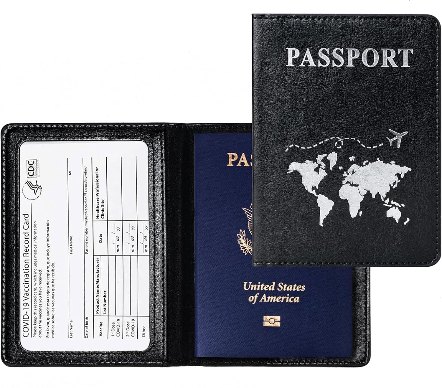 2 Pcs Passport Holders – Ultra Slim PU Leather Travel Wallet (Black & Pink)