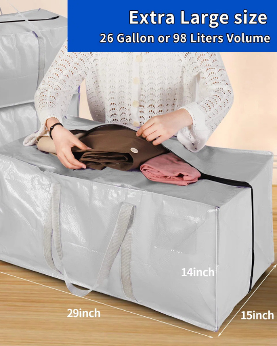 Rebrilliant Extra Large Bedding Storage & Moving Bags – Set of 6 (Blue)