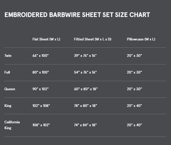 Barbwire Embroidered 350 Thread Count Cotton Sheet Set