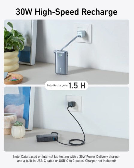 Anker Nano Power Bank 30W – USB-C Cable & Fast Charging