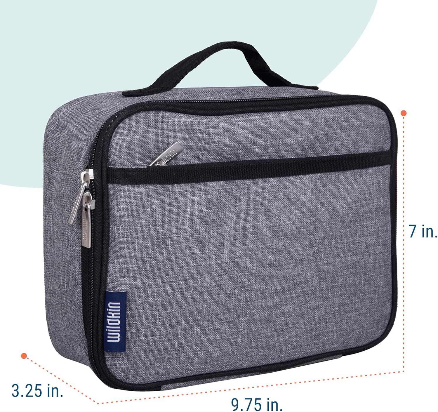 Wildkin Gray Tweed Insulated Lunch Box – Reusable, Eco-Friendly & Stylish